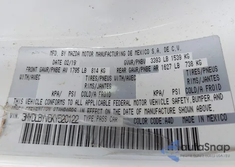 2019 Toyota Yaris Le из США, поврежденный, VIN 3MYDLBYV6KY520122